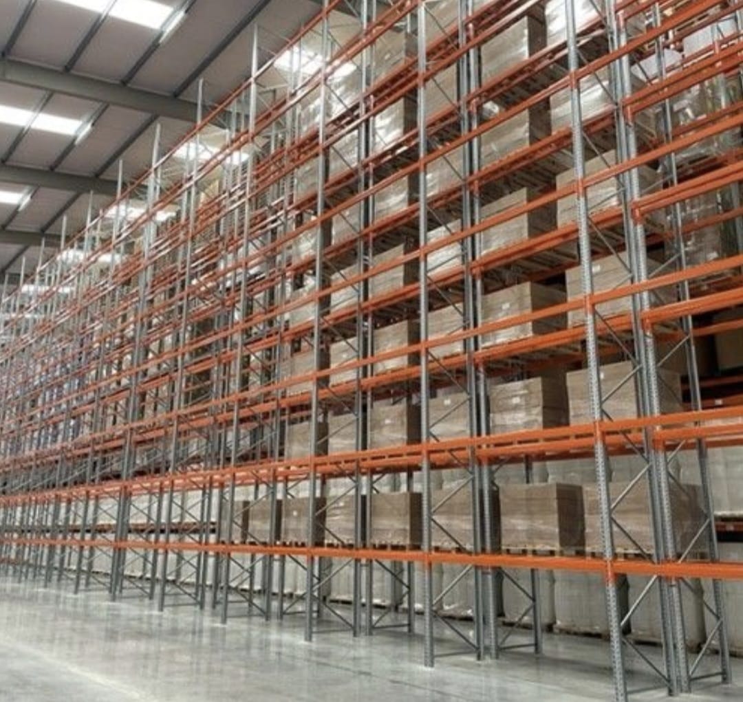 Illustrative industrial warehouse pallet racking